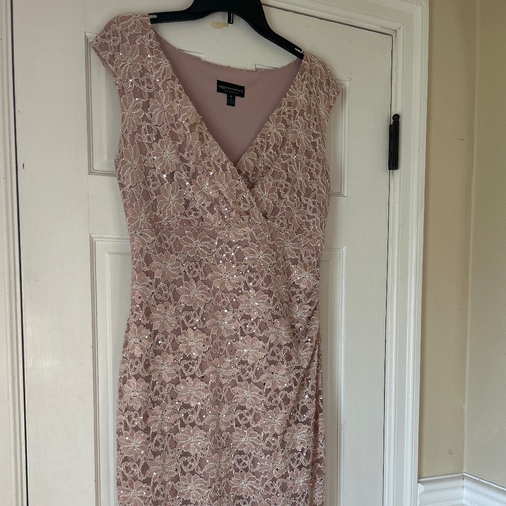 Blush pink floral sequined dress